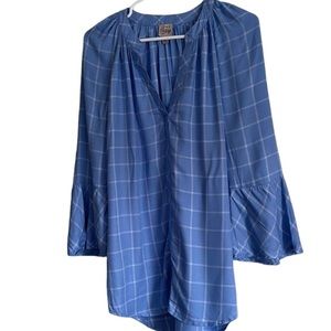 NEW w plastic tag Como Vintage Plaid 3/4 Bell Sleeve Top